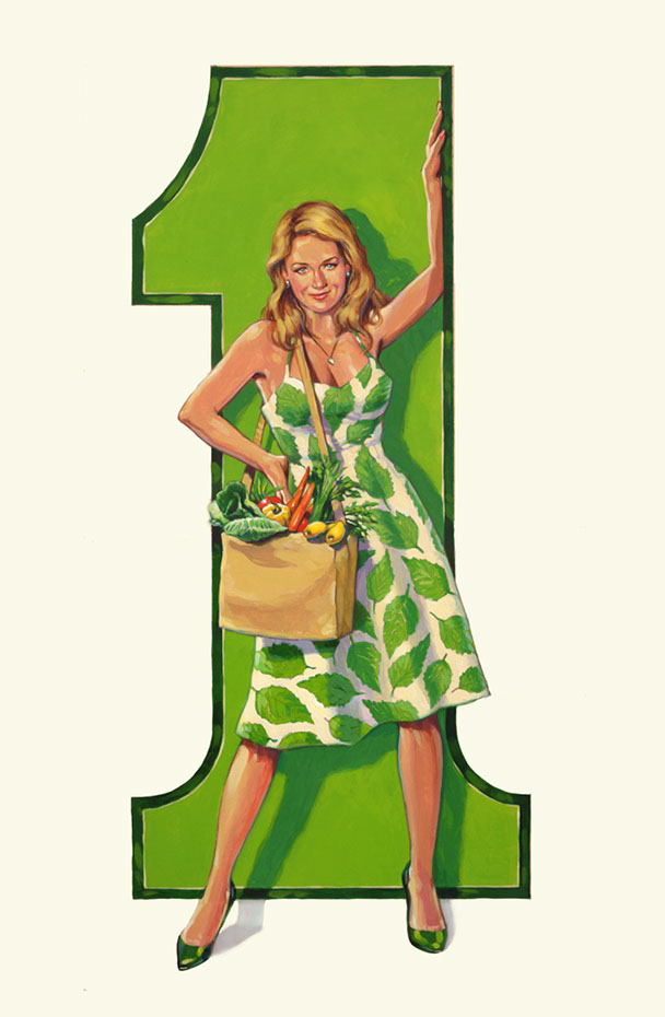 illustration-retro_number one green girl -Bill Garland