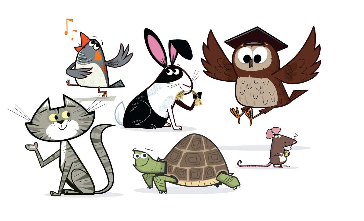 illustration vector-Animals & Nature_Bird Cat Tortoise Rat Rabbit Owl