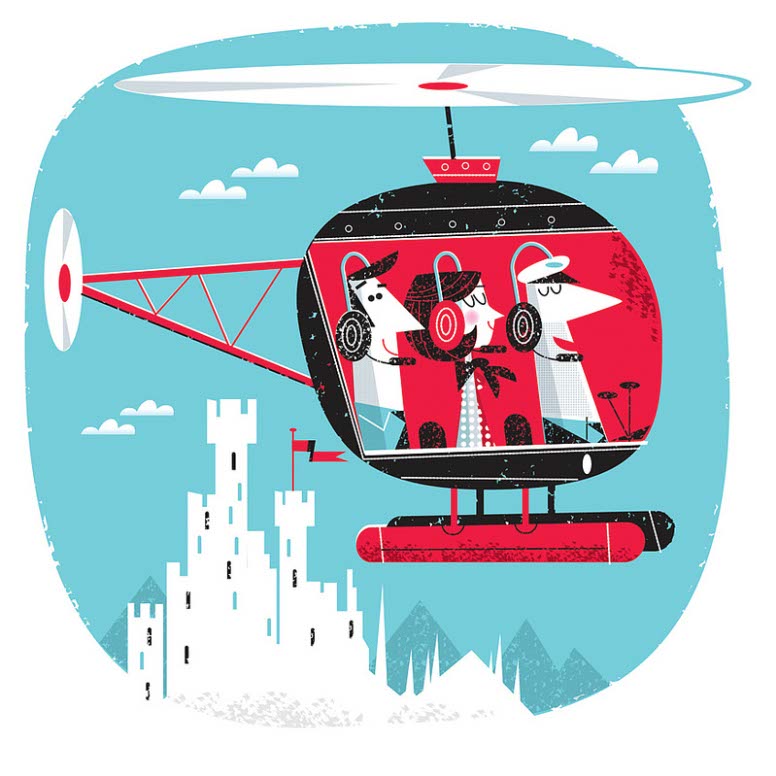 illustration vector-Retro_Helicopter Magazine illustration