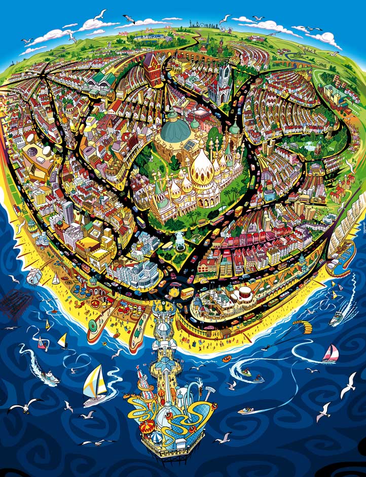 illustration-vector-overhead-map-of-city-of-Brighton-Geo Parkin