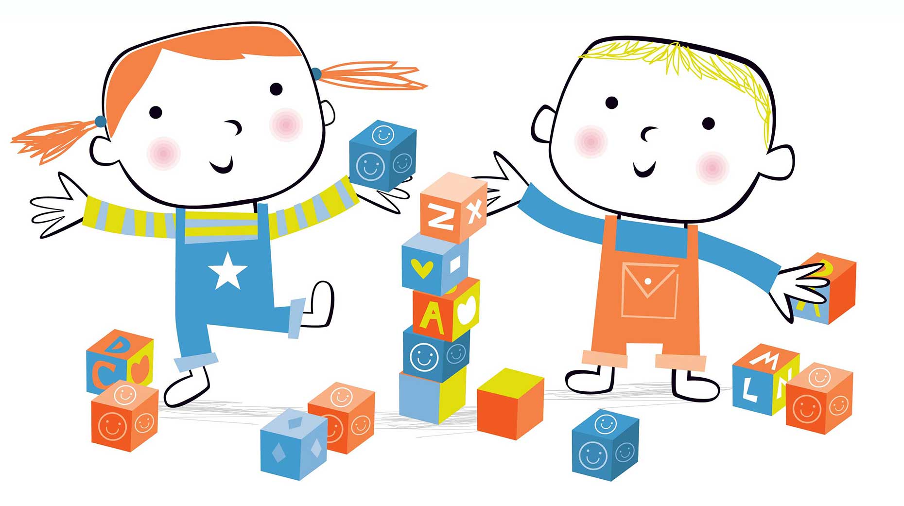 illustration-vector_kids playing with blocks-David Semple