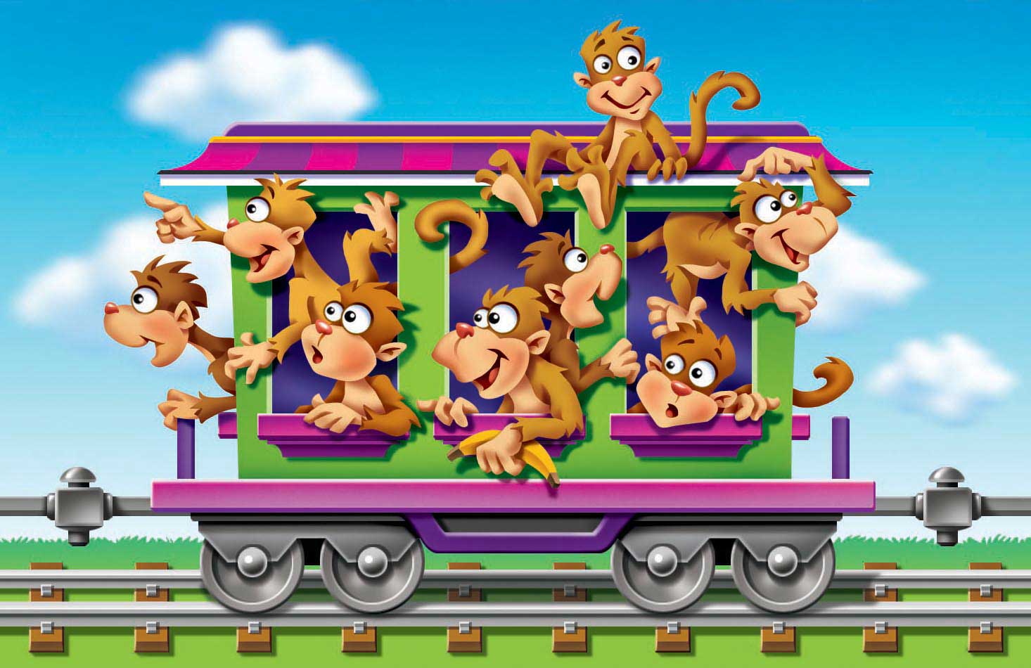 monkeys-hanging-out-and-riding-in-traincar
