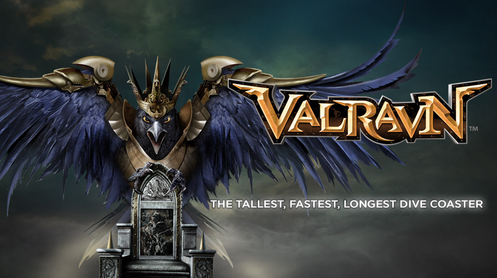 photo-imaging_raven wings outstretched perched on throne Valravyn coaster key art-Mike Bryan