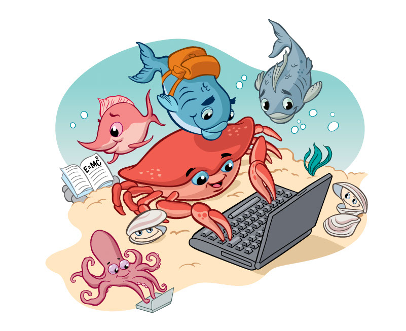 vector-Illustration_Cartoons and Character Design_Crab Laptop Computer-barry orkin
