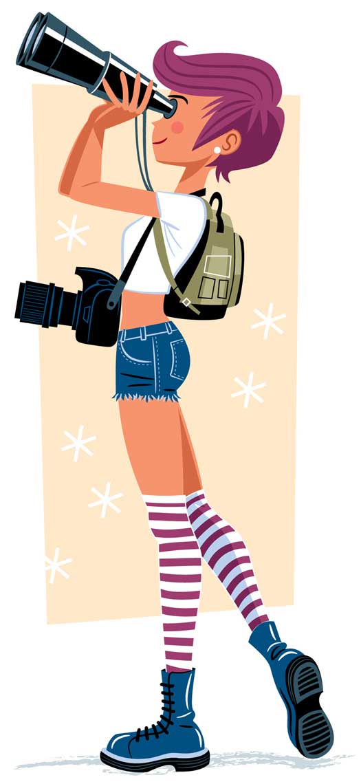 vector cartoon new york style-binoculargirl